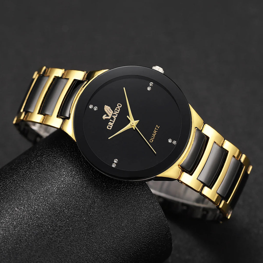 Relógio Masculino de Negócios e Moda com Pulseira de Aço Preto – Analógico de Quartzo