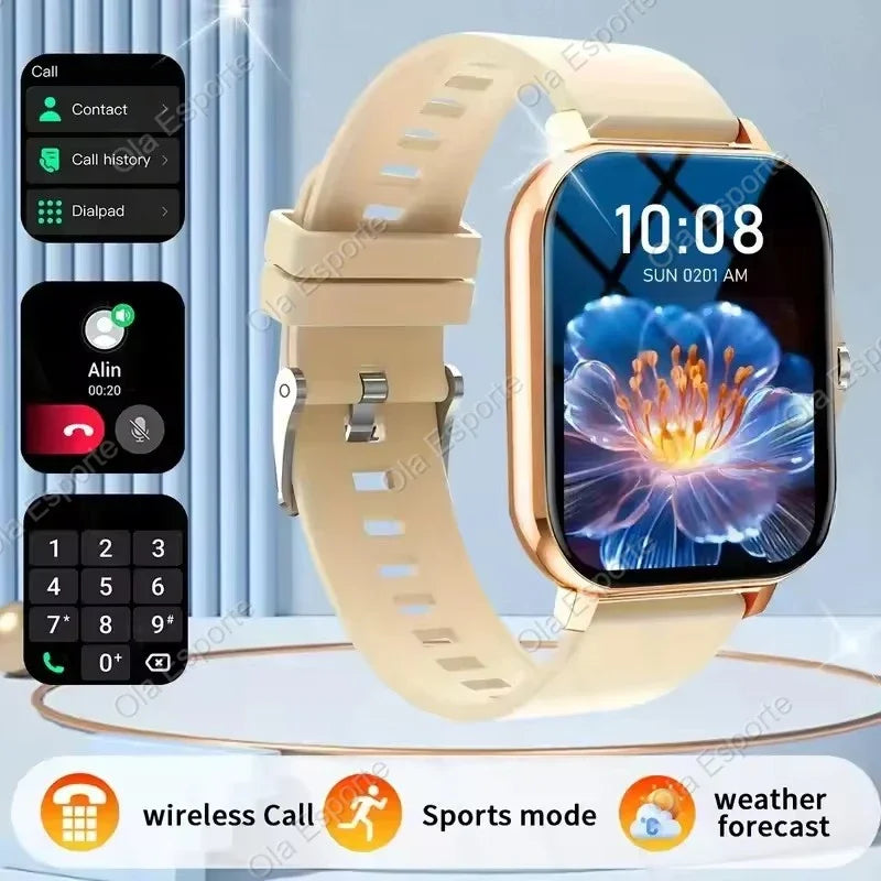 Novo Smartwatch Android com Tela Infinita de 2,01", Chamadas Bluetooth e Monitoramento de Oxigênio e Pressão Arterial – Unissex