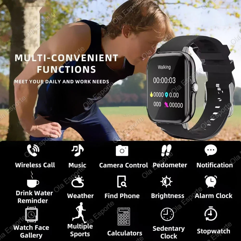 Novo Smartwatch Android com Tela Infinita de 2,01", Chamadas Bluetooth e Monitoramento de Oxigênio e Pressão Arterial – Unissex