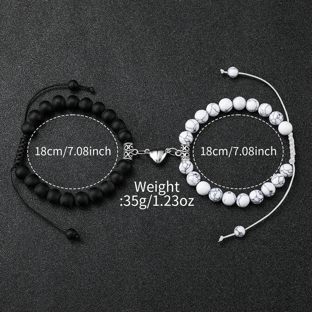 Conjunto de 4 peças: Relógios para casal (estilo fashion com numerais arábicos), relógio feminino de quartzo com pulseira de silicone e pulseiras magnéticas em formato de coração.