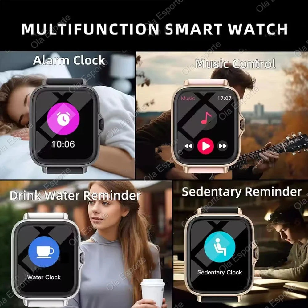Novo Smartwatch Android com Tela Infinita de 2,01", Chamadas Bluetooth e Monitoramento de Oxigênio e Pressão Arterial – Unissex