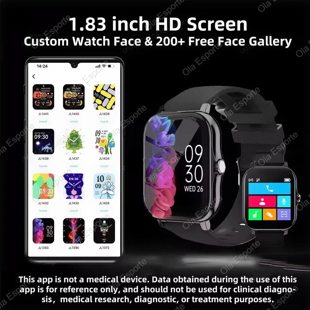 Novo Smartwatch Android com Tela Infinita de 2,01", Chamadas Bluetooth e Monitoramento de Oxigênio e Pressão Arterial – Unissex