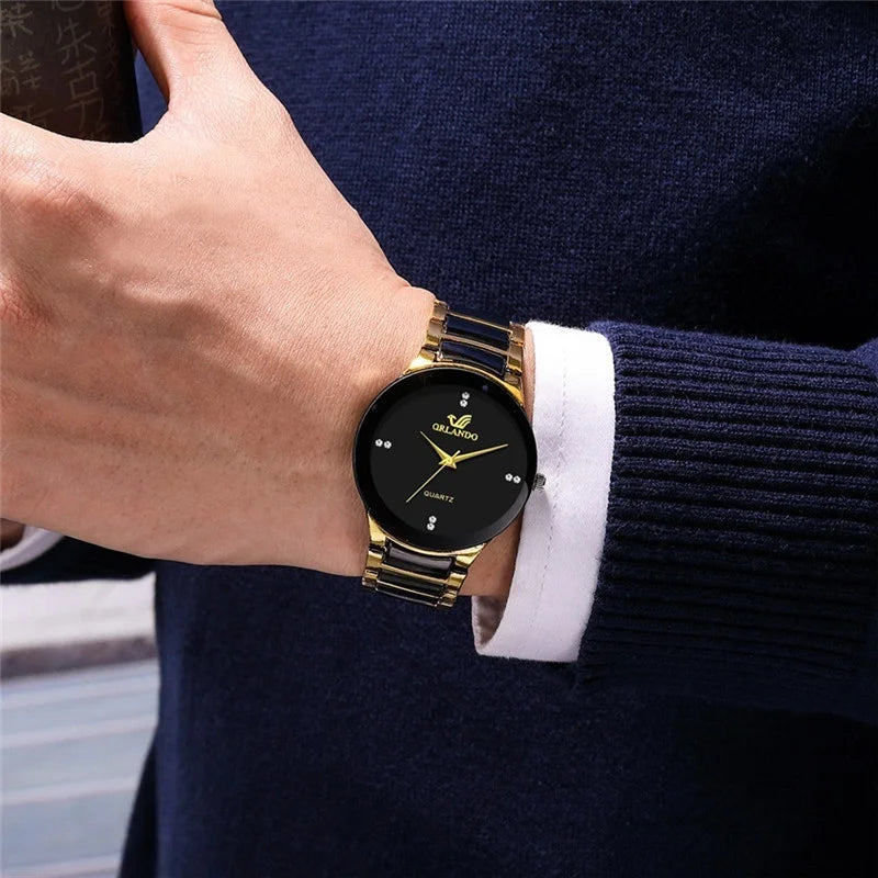 Relógio Masculino de Negócios e Moda com Pulseira de Aço Preto – Analógico de Quartzo