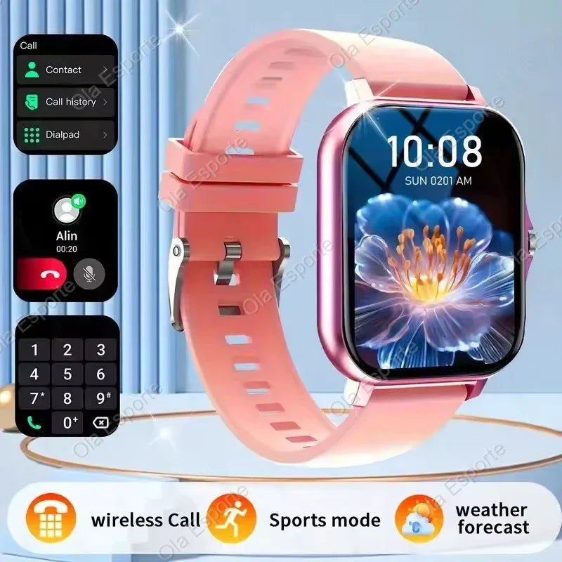 Novo Smartwatch Android com Tela Infinita de 2,01", Chamadas Bluetooth e Monitoramento de Oxigênio e Pressão Arterial – Unissex