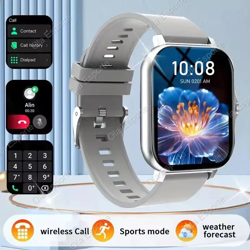 Novo Smartwatch Android com Tela Infinita de 2,01", Chamadas Bluetooth e Monitoramento de Oxigênio e Pressão Arterial – Unissex